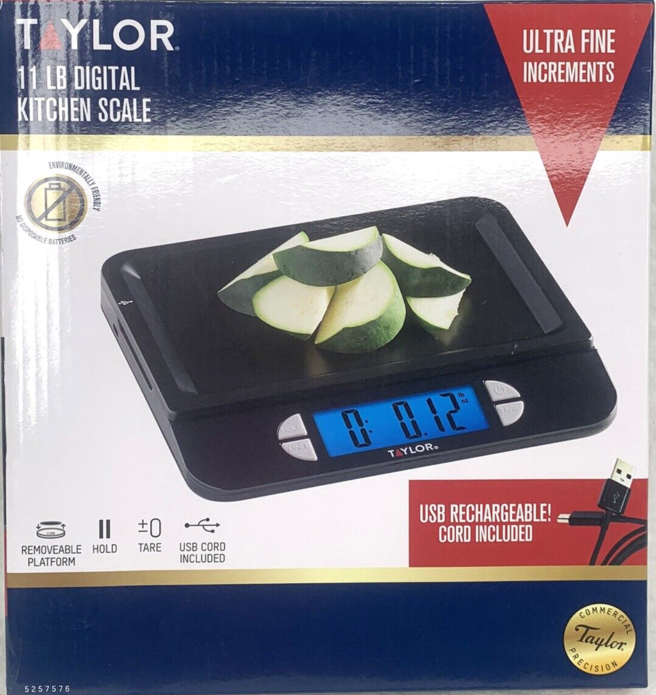 Taylor Kitchen Digital Scale Max 11 Lb. USB Rechargeable Multi-Function Black