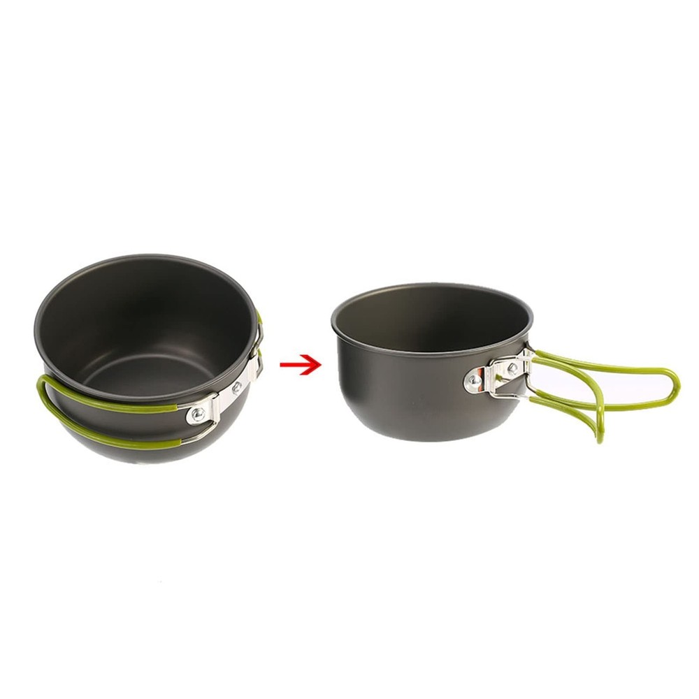Dilwe Camping Cookware Set, Portable Backpacking Mess Kit Compact Pot Set wit...