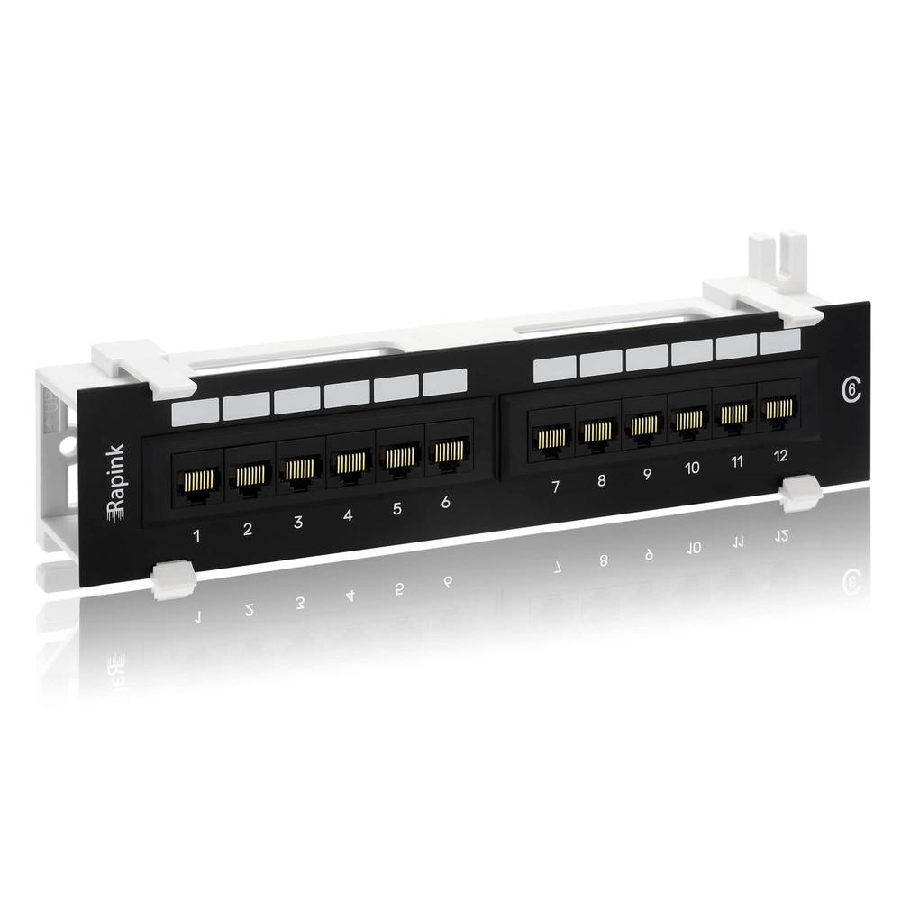 Rapink Patch Panel 12 Port Cat6 10G Support, Network Patch Panel UTP 10-Inch,...