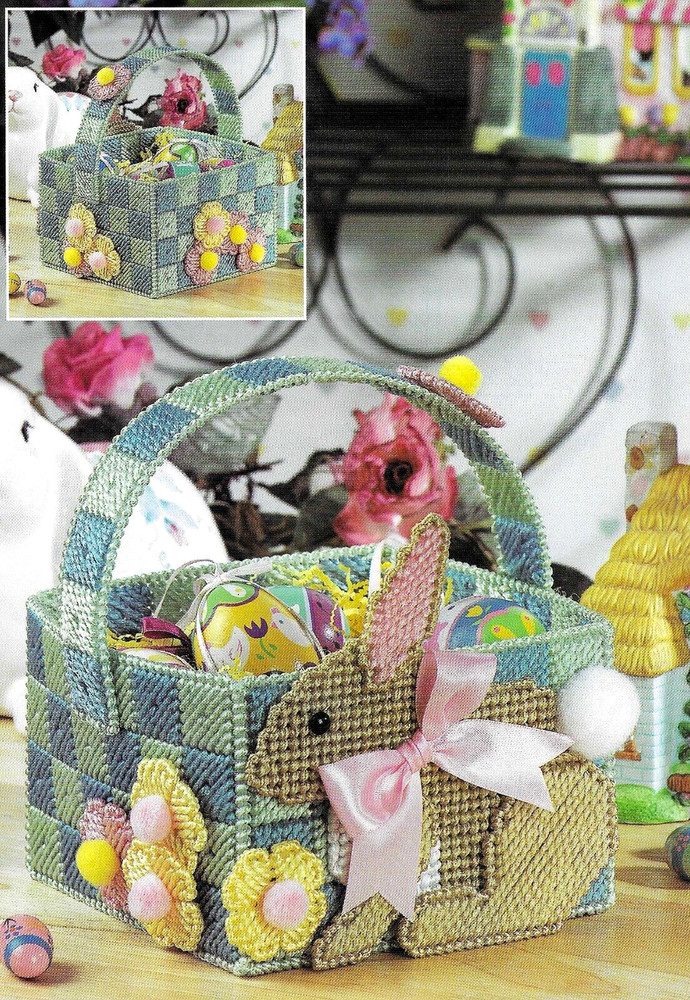 BABY BUNNY EASTER BASKET   ------    PLASTIC CANVAS PATTERN