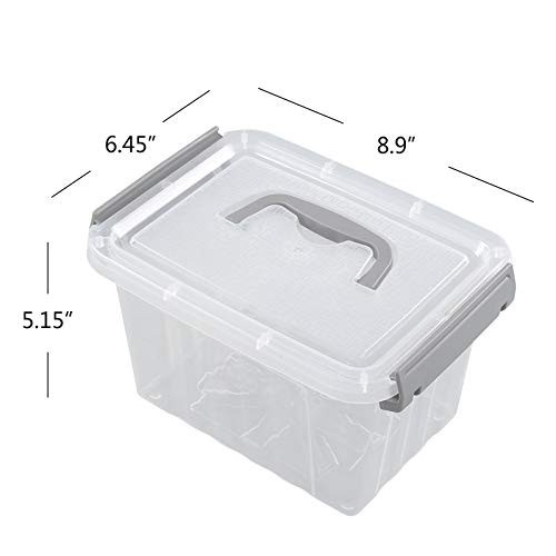 3.5 Quart Clear Storage Bins - Stackable Plastic Containers with Lids & Handles,