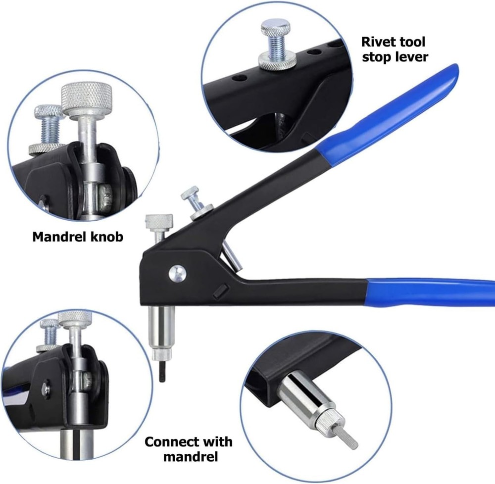 86Pcs Heavy Blind Rivet Nut Tool Kit Hand Riveter Wrench Threaded Insert Rivet
