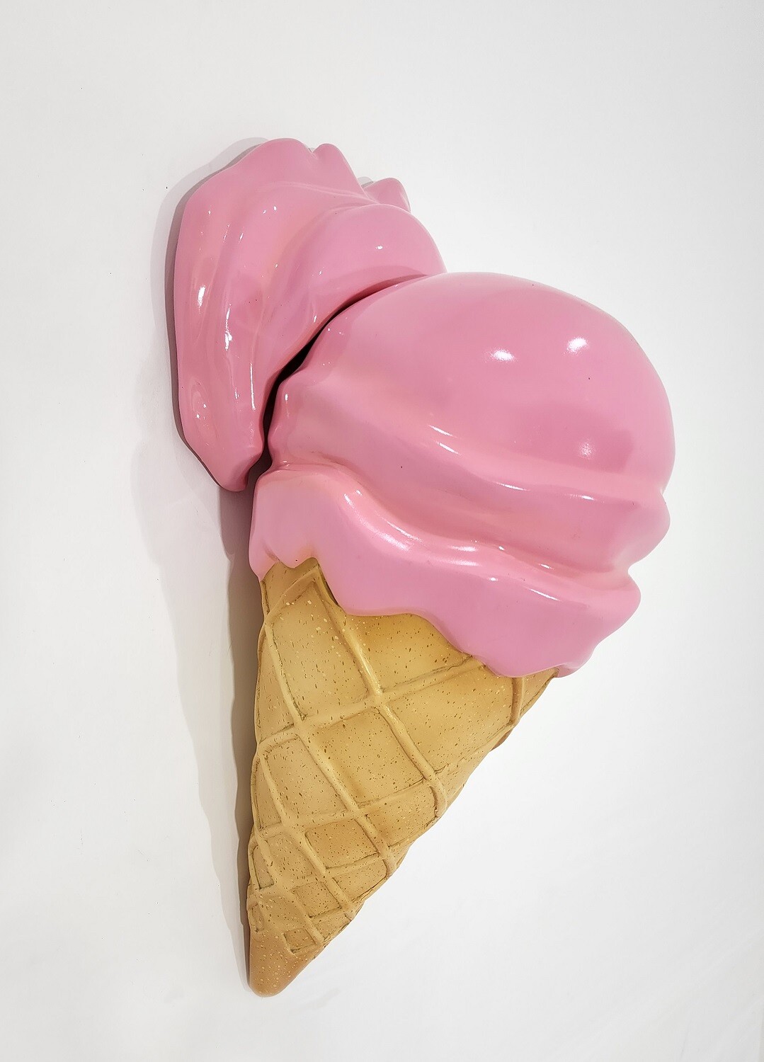 Pink Ice Cream Cone Hanging Statue Melted Strawberry Statue Wall Hanging 3FT