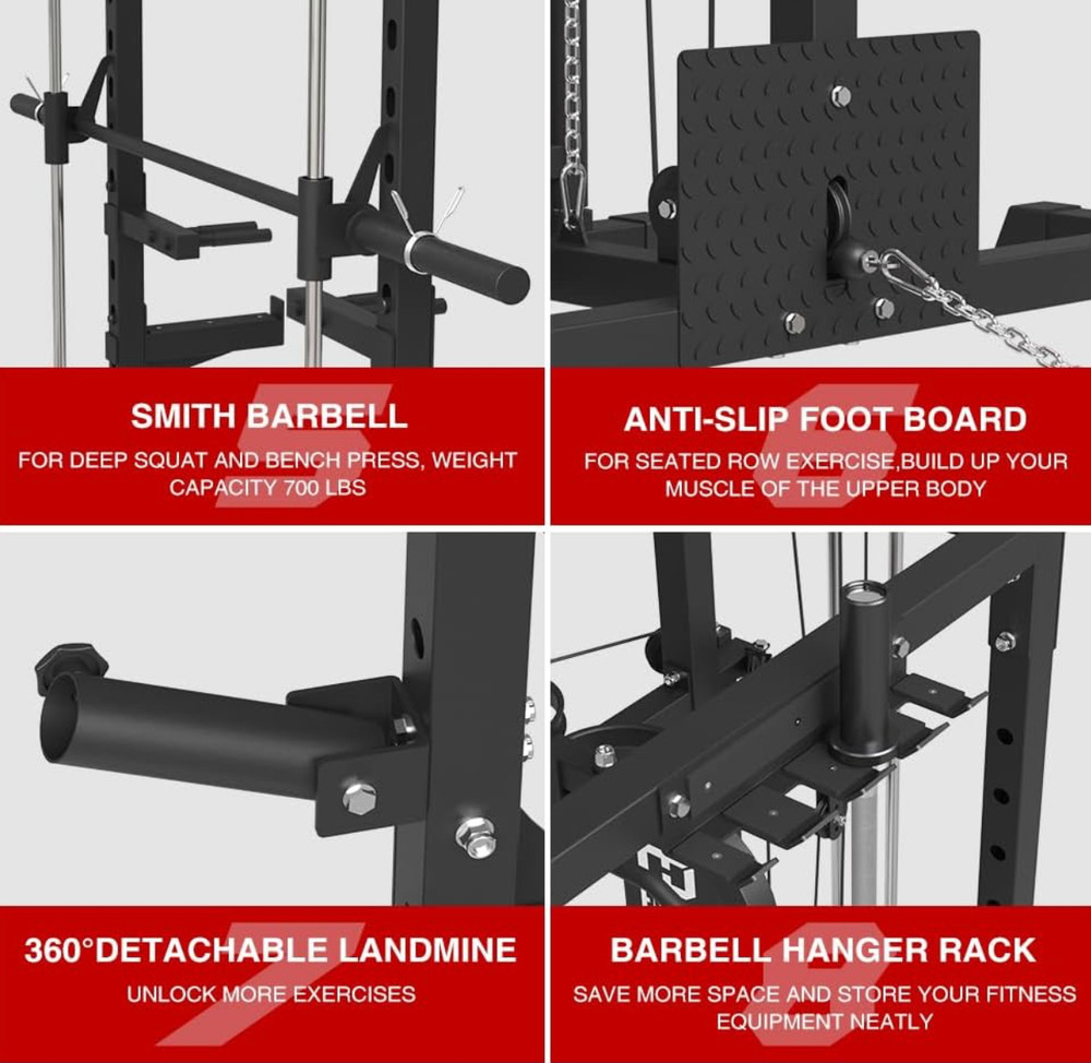 Multi-Functional SmithMachine Power Cage Power Rack Squat Rack Home Gym System