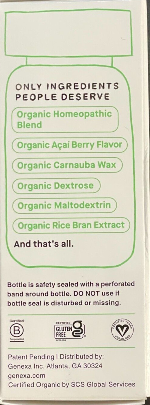 Genexa Allergy Care & Decongestant Organic Non-Drowsy 60 Ct. Exp 3/2028