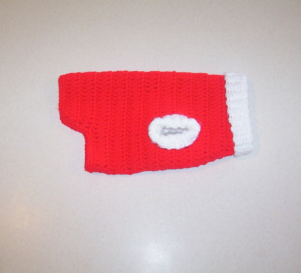 Hand Crochet Red & White Dog Sweater for Small Pet