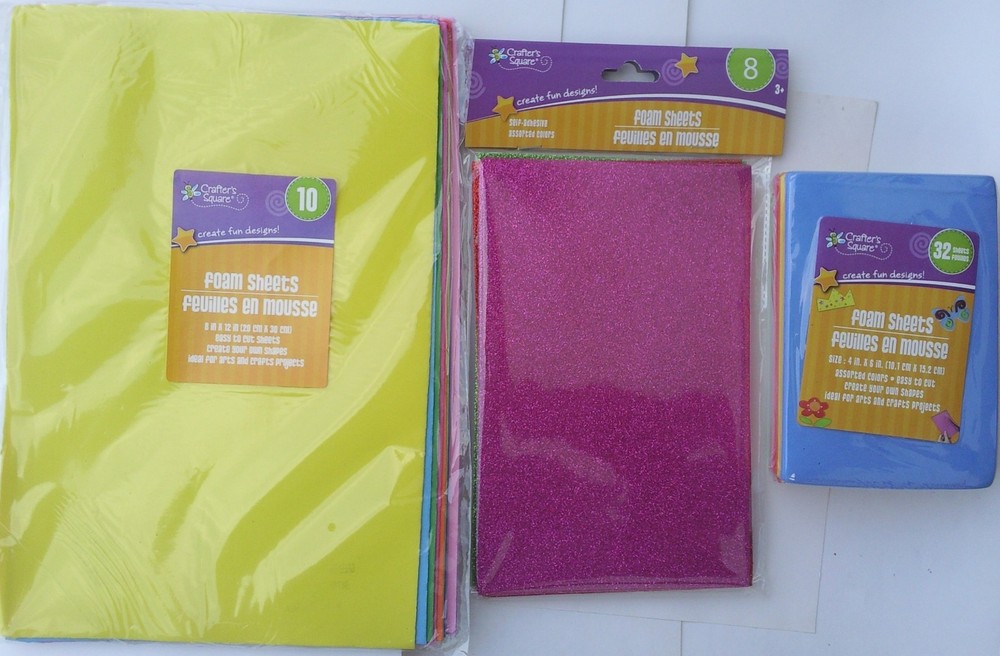 FOAM SHEETS FOR ARTS & CRAFTS Select Color, Glitter, Size