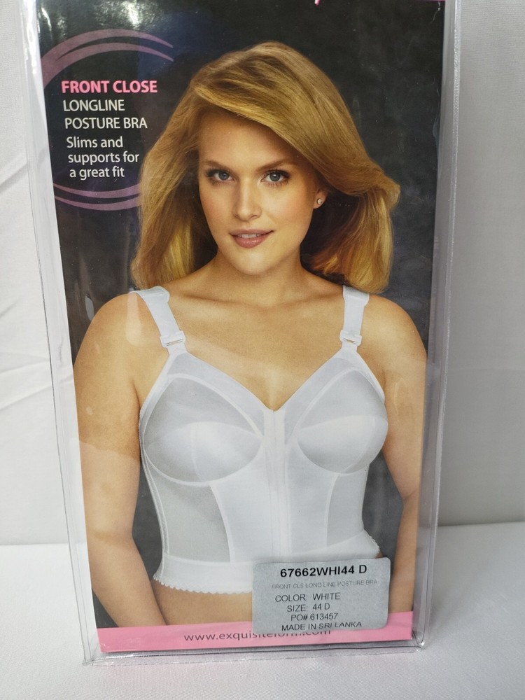 44D Exquisite Form Fully Front Closure Longline Posture Bra White Adjustable
