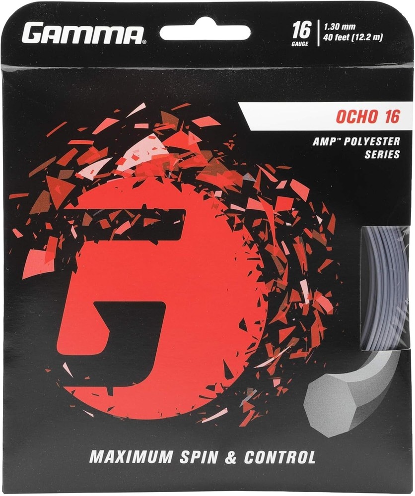 GAMMA OCHO AMP Polyester Maximum Spin, Control Tennis Racquet String Less Impact