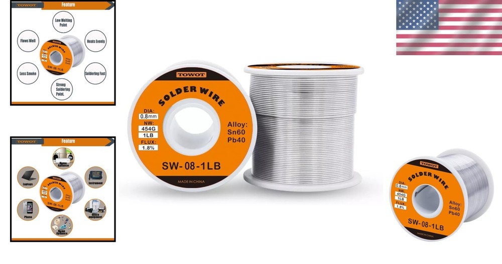 Electrical Solder Wire, 1lb, 0.8mm Diameter