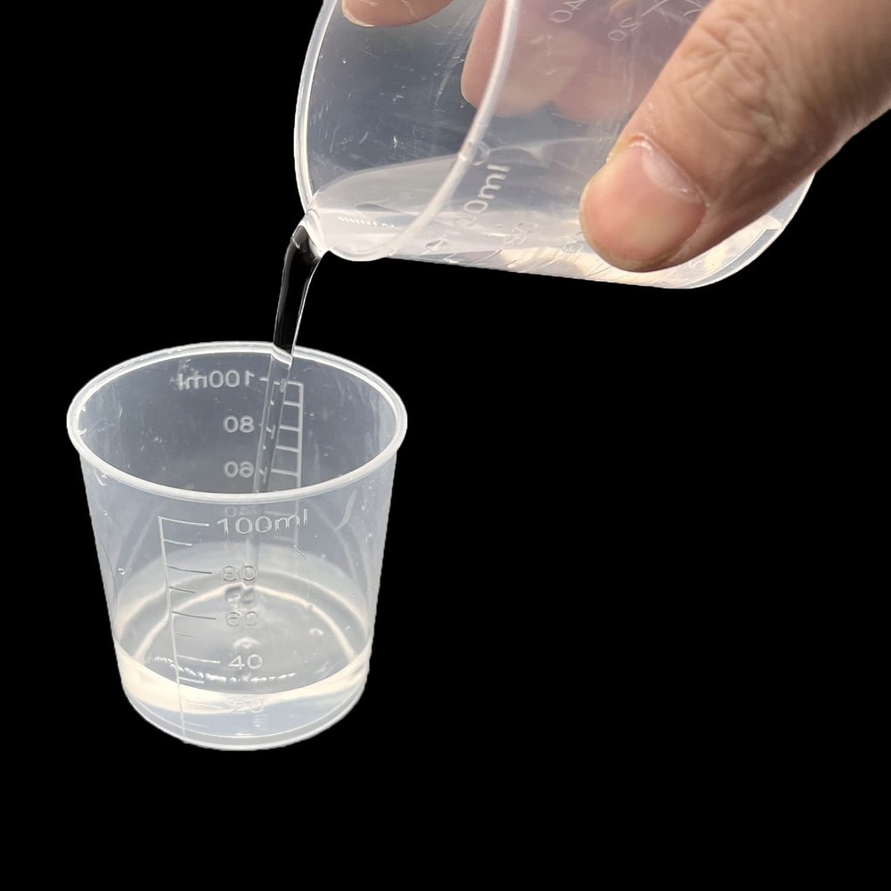 24 Pcs Clear Scale Cups, 100ml/3.4oz Plastic Graduated Cups with Small,
