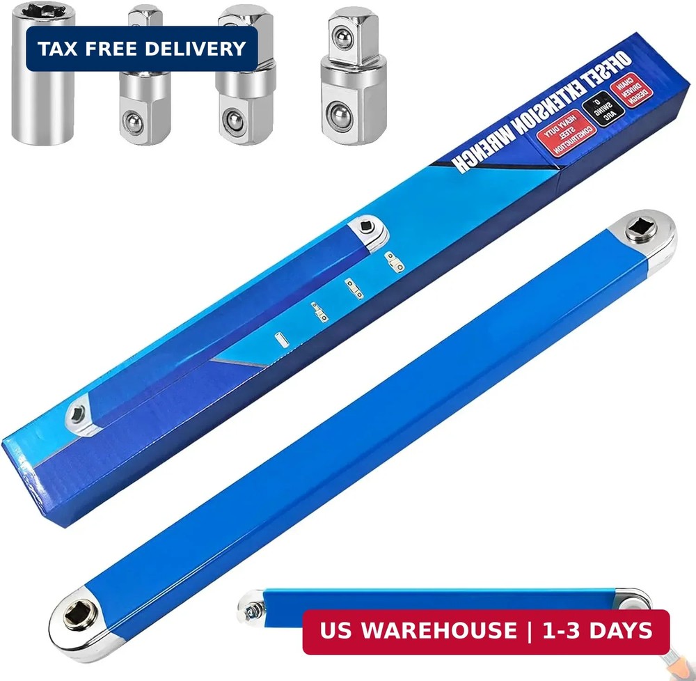 15 Inch Offset Extension Wrench, Impact Ready Socket Wrench Extender Tool Set wi