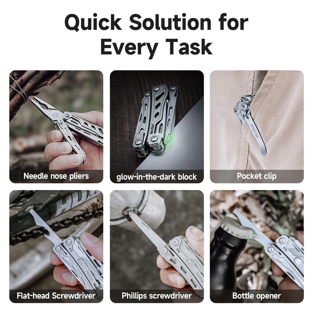 NexTool F12 Mini Multitool, 13-in-1 Keychain Multitool with Serrated Scissors, F