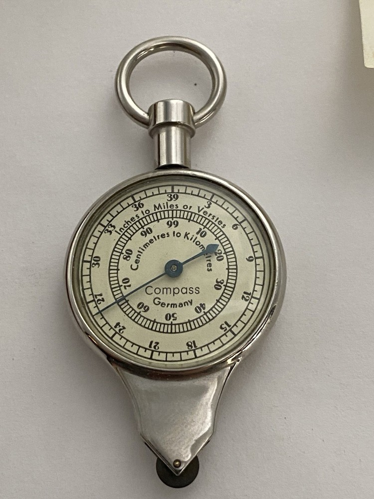Vintage German Map Measuring Tool Compass w/ring w/Case ~