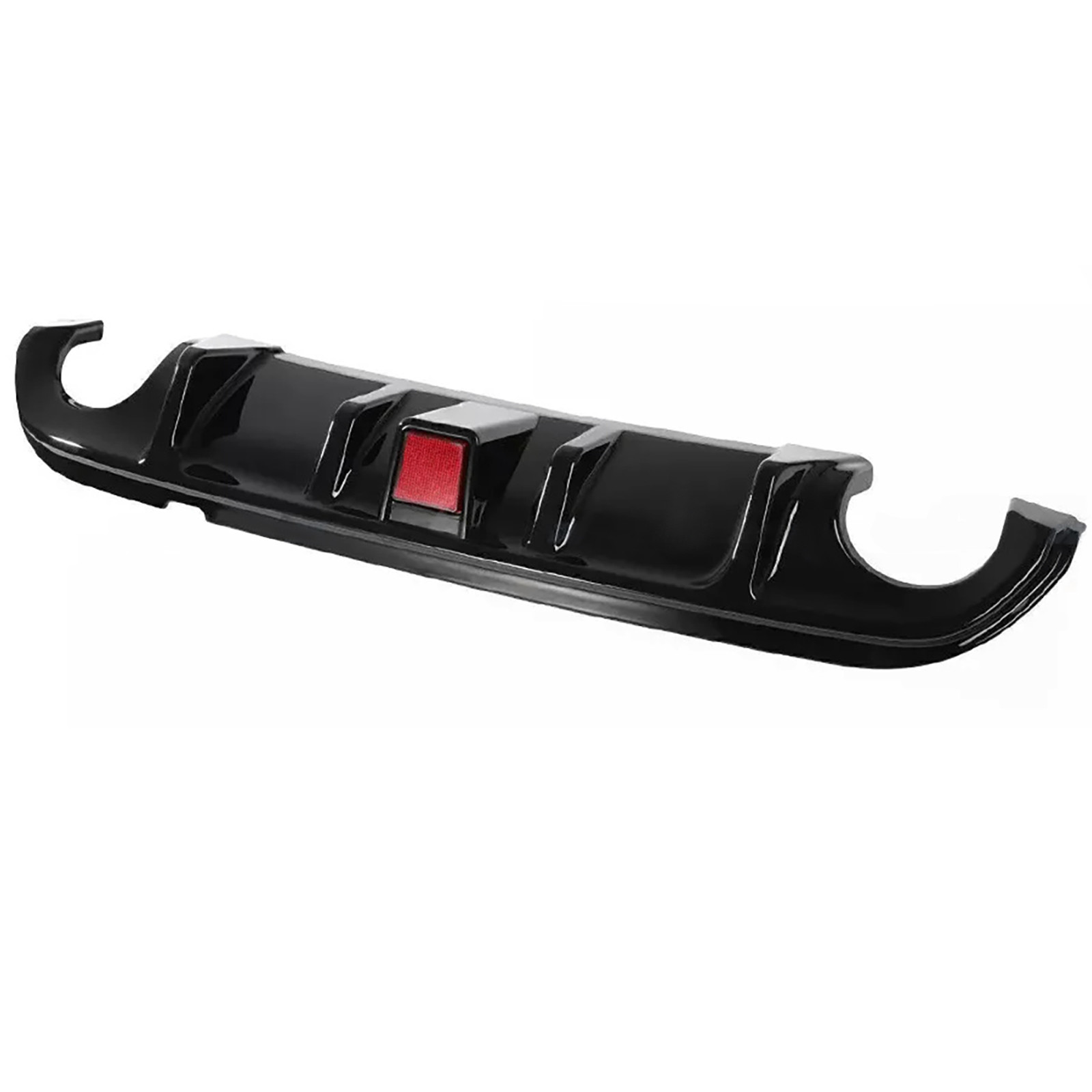 Fit 2014-2017 Infiniti Q50 Glossy Black Rear Bumper Diffuser W/ LED Brake Light