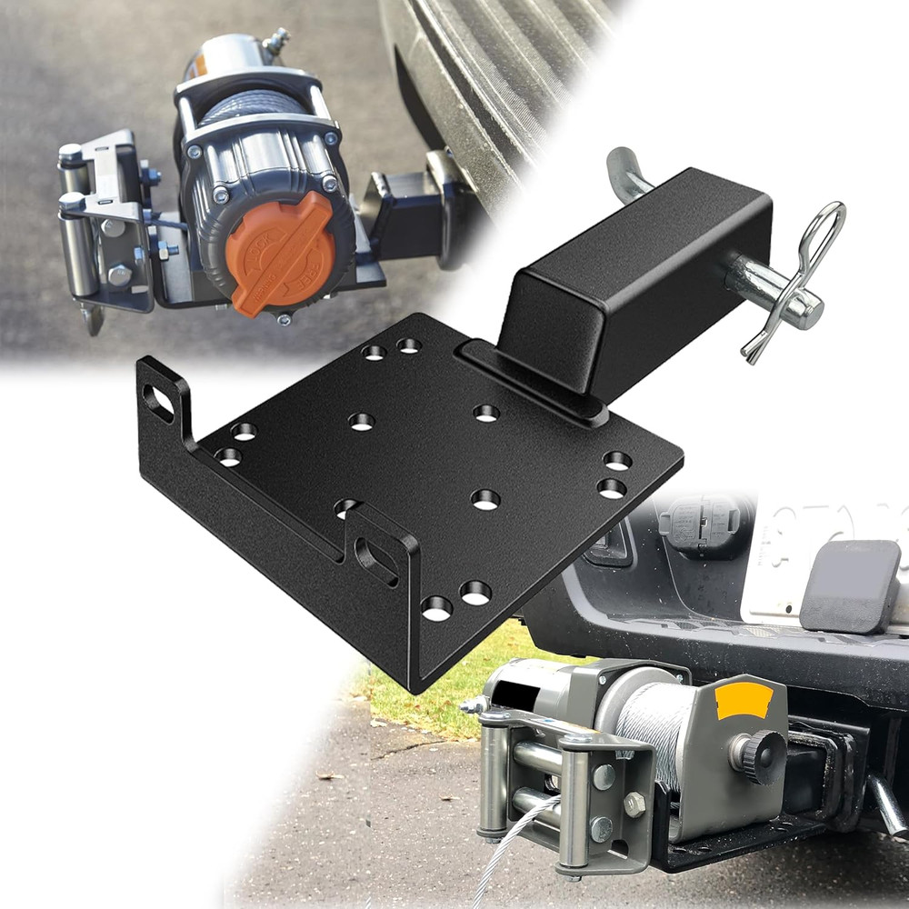 Universal Trailer Hitch Winch Mounting Plate 2" Receiver Bracket Mounting Plate