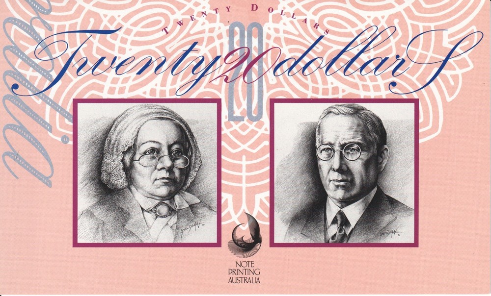 1994 Australia $ 20 Dollar Banknote in Folder - Date Overprint on Reverse