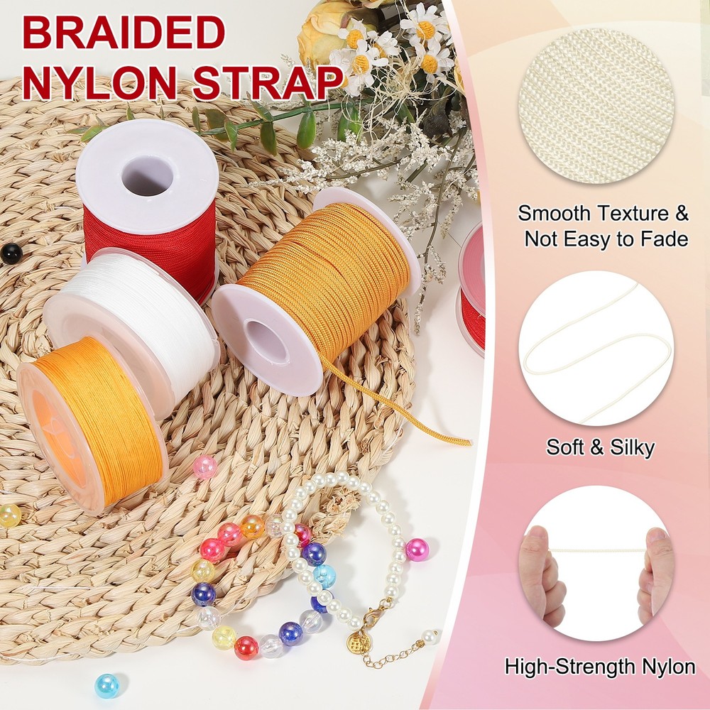 1.5mm 55 Yards Nylon String Bracelet String Braided Nylon Thread White