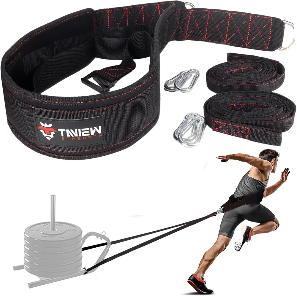 Adjustable Sled Pulling Belt with Straps and Hooks for Resistance Training