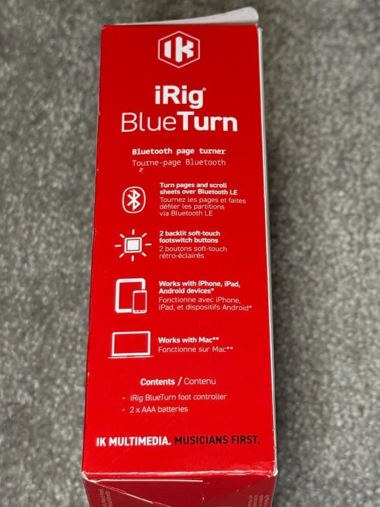IK Multimedia iRig BlueTurn Bluetooth Page Turner For Iphone, Ipad, Mac, Android