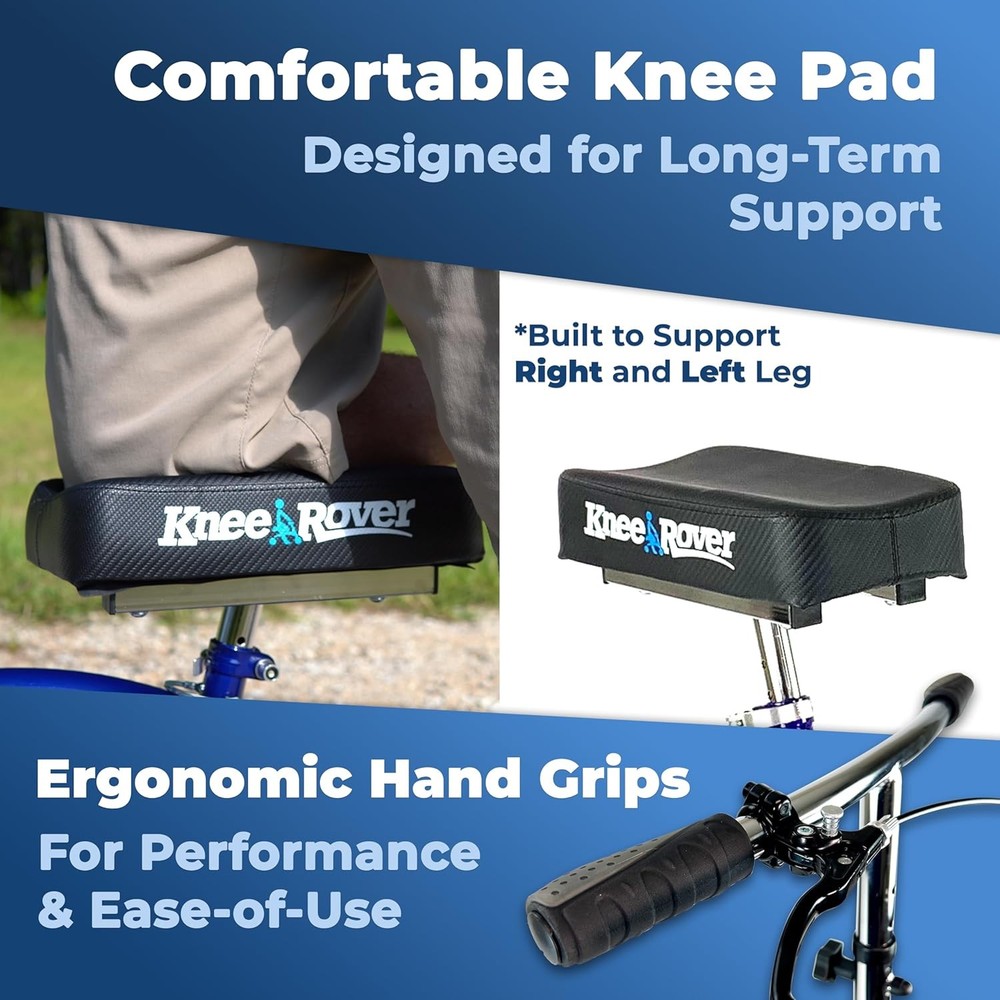 Knee Walker Scooter Blue Steerable Foldable Mobility Aid