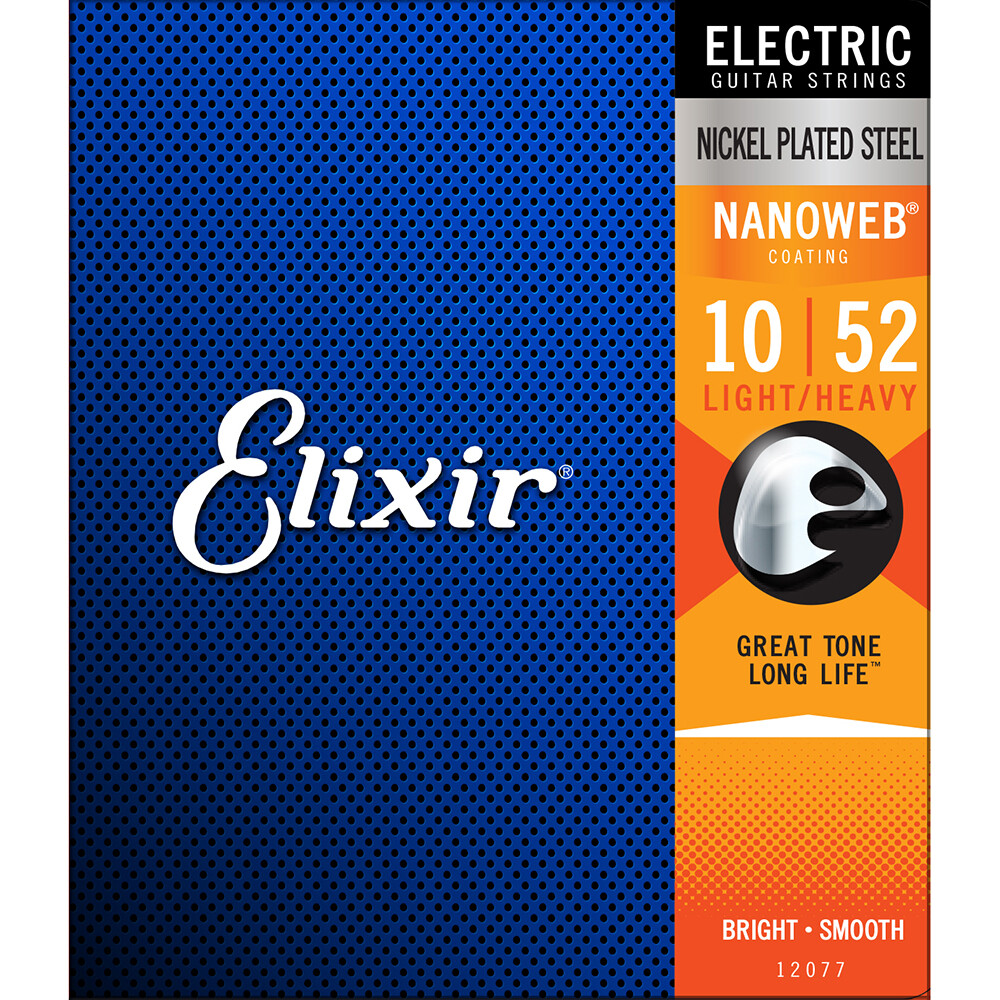 Elixir Light Top/Heavy Bottom Nanoweb Electric Guitar Strings 12077 1 Set Pack