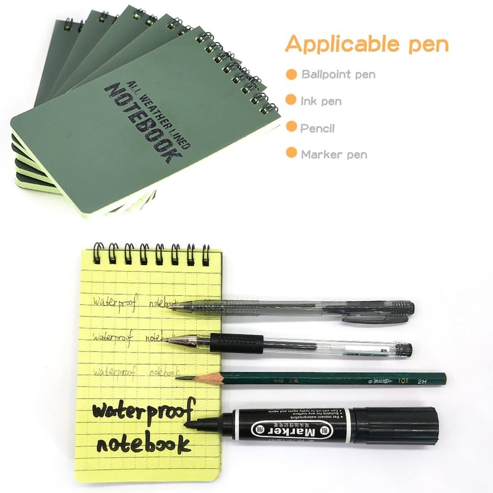 10 Pack All Weather Shower Waterproof Notebook, Pocket Size Tactical Notepad ...
