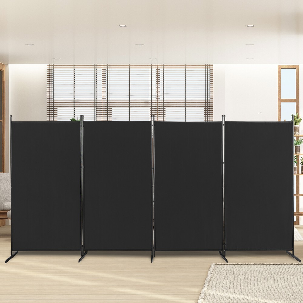 6FT 4-Fold 160g Polyester Fabric Plastic Foot Carbon Foldable Screen Black