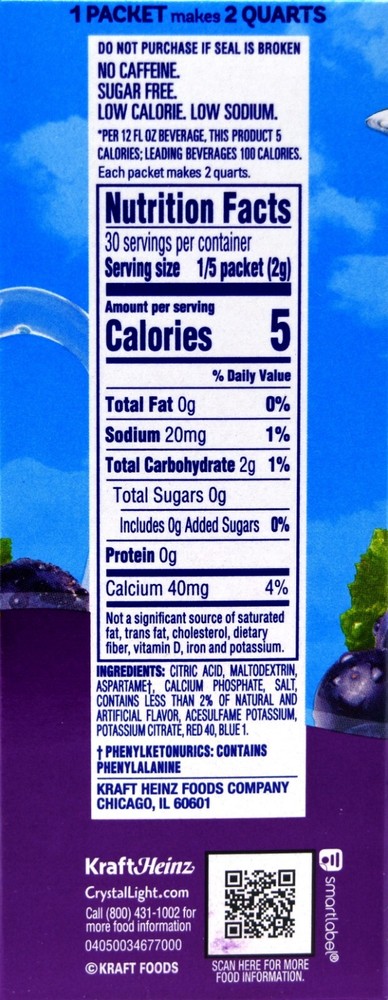 4 12-Quart Boxes Crystal Light Concord Grape Drink Mix