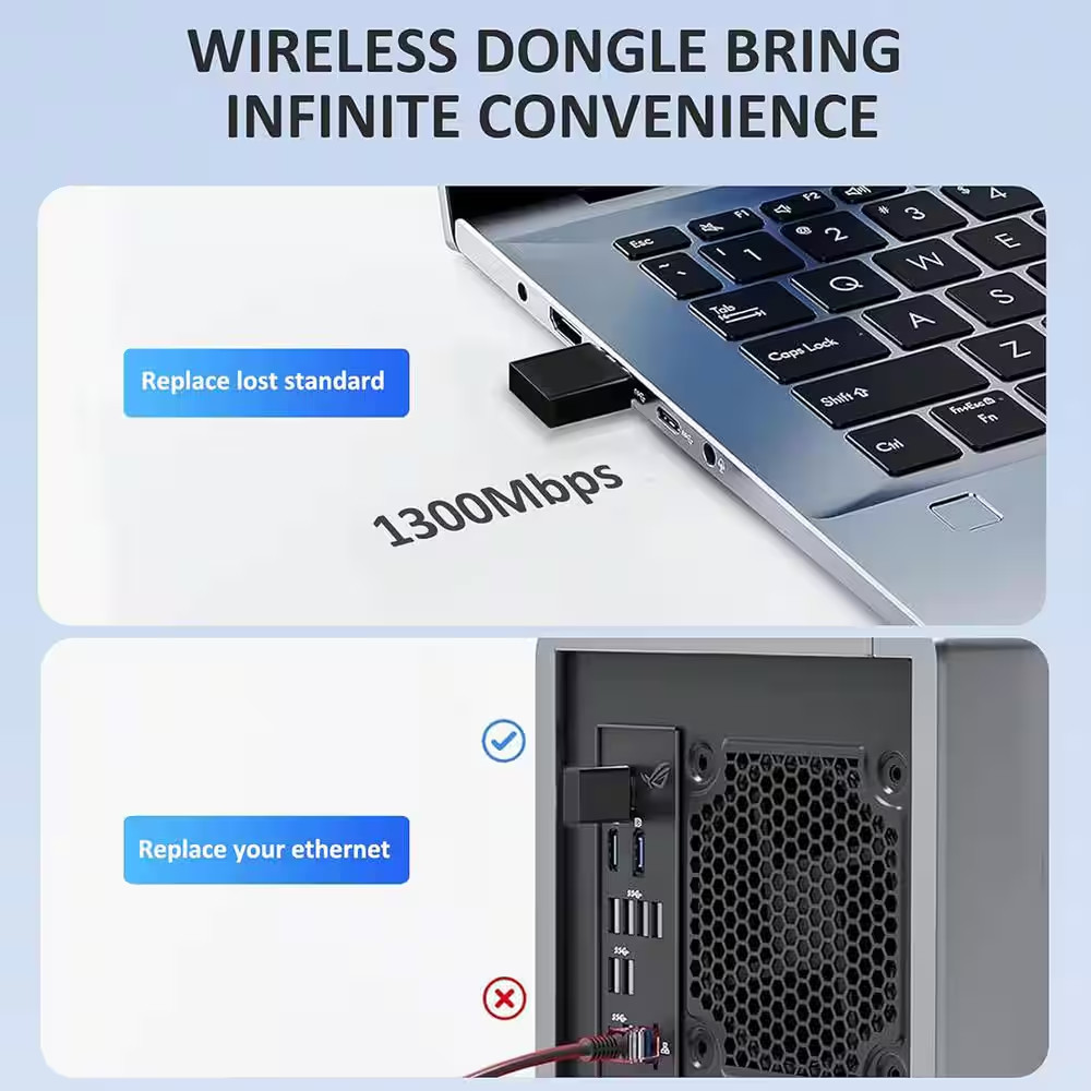 1300Mbps USB Wifi Adapter for Pc-Tiny Size Wireless Network Adapter for Desktop