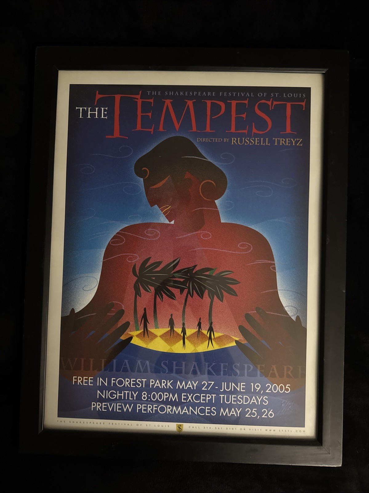 THE TEMPEST Russel Treyz SHAKESPEARE FESTIVAL ST LOUIS 2005 Framed 17x23 Poster