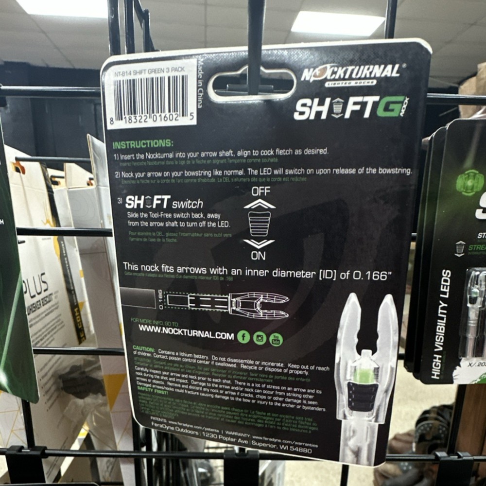 Nockturnal NT-814 Lighted Nocks Green 3 Pack