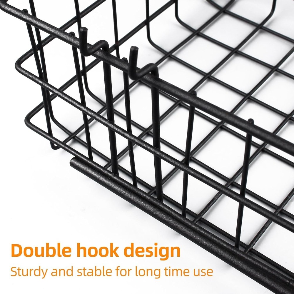 4 Pack Pegboard Baskets Hooks Set, Square Style 4 Size Peg Board Organizer Ba...