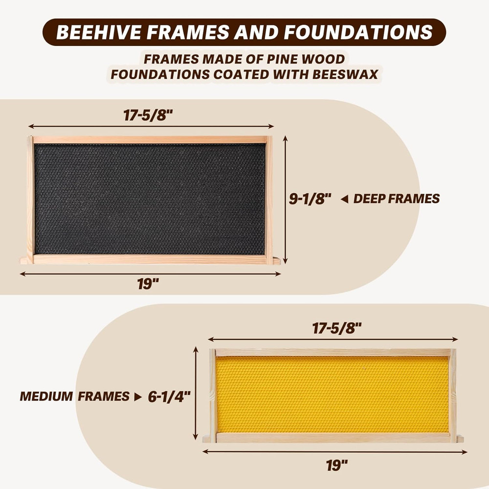 10-Frame Langstroth Bee Hive Complete Bee Hive Kit Beeswax Coated Include Beehiv