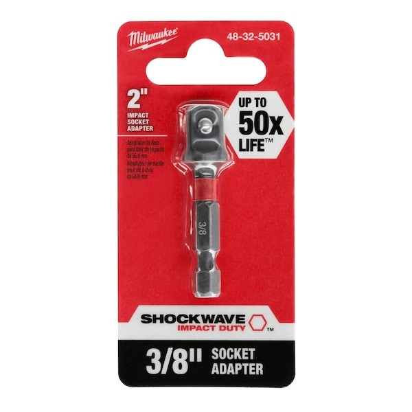 Milwaukee Tool 48-32-5031 Shockwave 1/4" Hex To 3/8" Square Socket Adapter