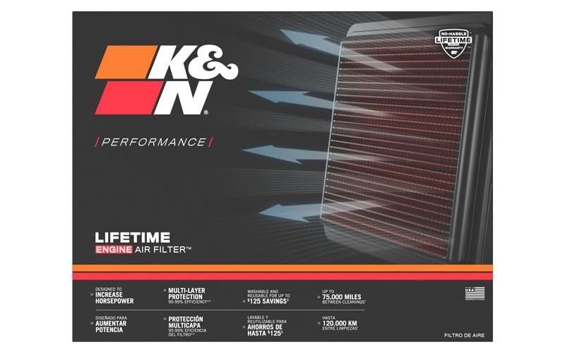 Engine Air Filter: Reusable, Clean Every 75,000 Miles, Washable, Premium,