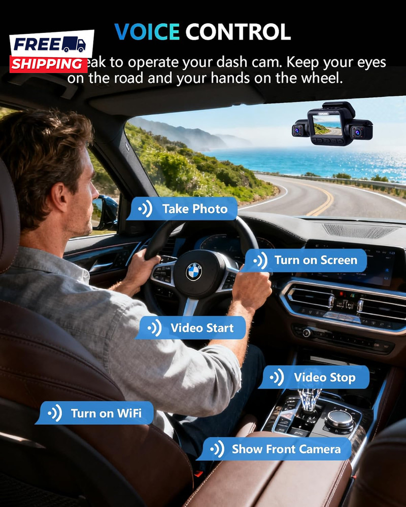 Dash Cam 4 Channel Front and Rear Inside 360° Car Camera 4K UHD, Dash Camera