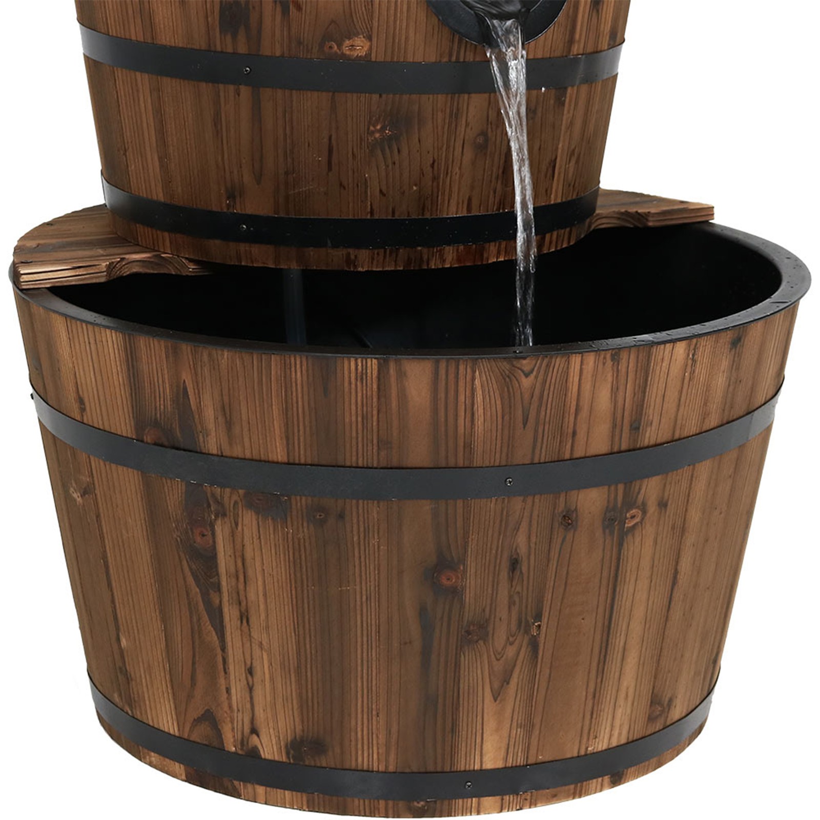 Sunnydaze 30-Inch Rustic 3-Tier Wooden Fir Water Fountain