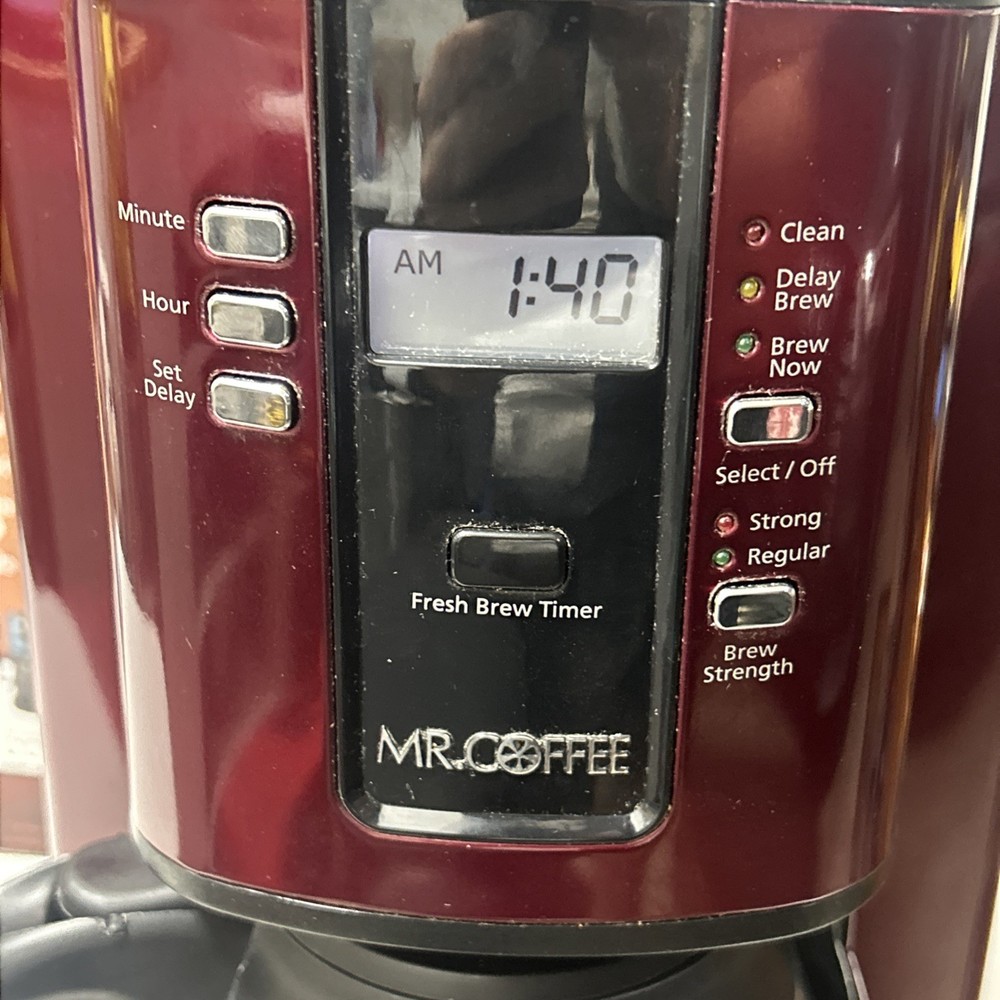 Mr Coffee 12 Cup Programmable Coffee Maker Red Metallic BVMC-TJX36