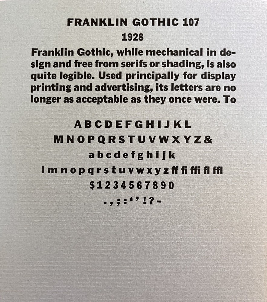 New Letterpress Type - 12 Pt. Franklin Gothic