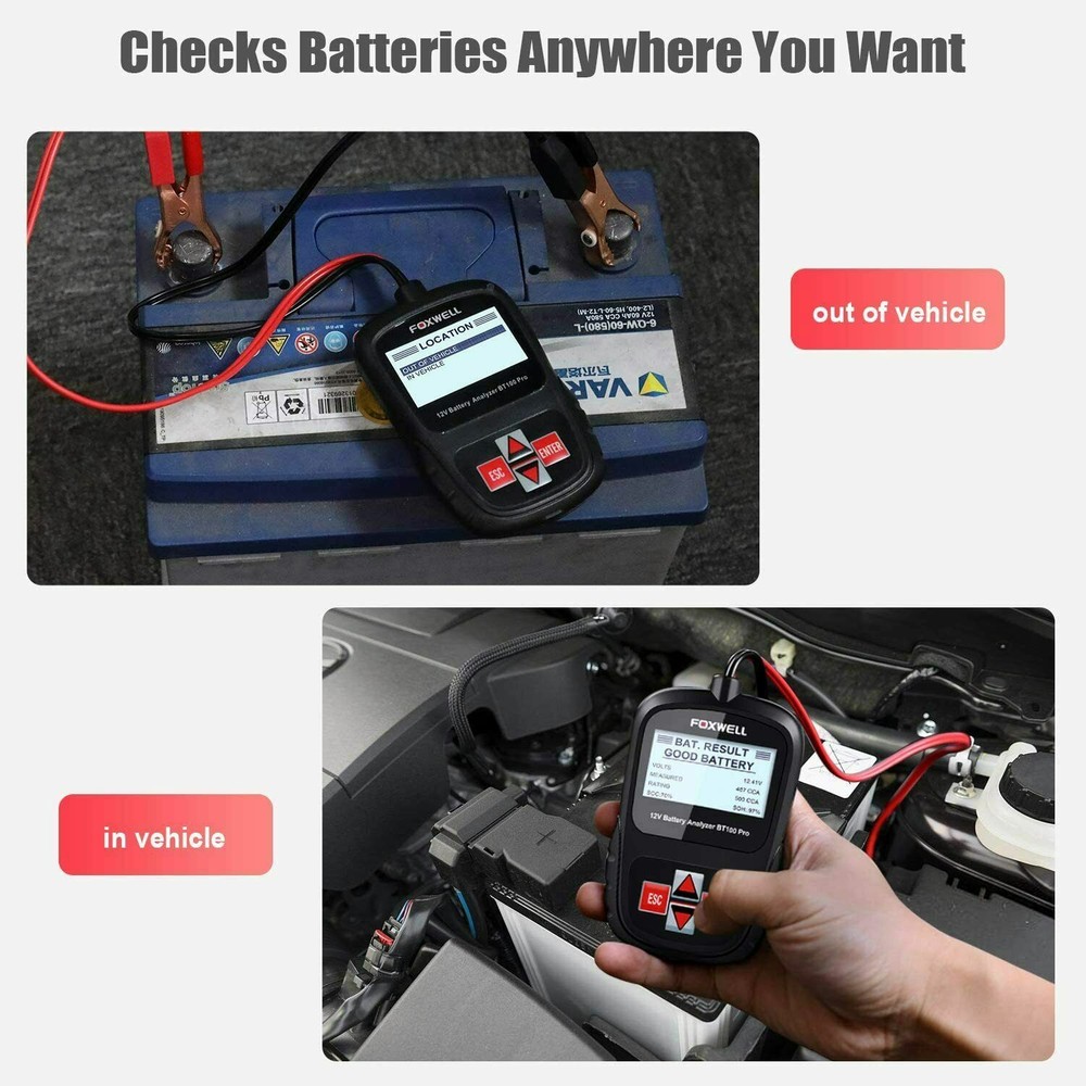 FOXWELL BT100 Pro Code Reader Battery Tester Cranking Charging Voltage Tester