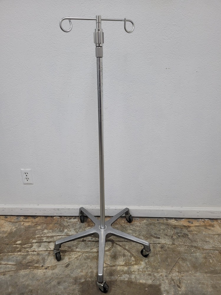 Five Leg IV Pole With 2 Hooks Stainless 49" to 83"