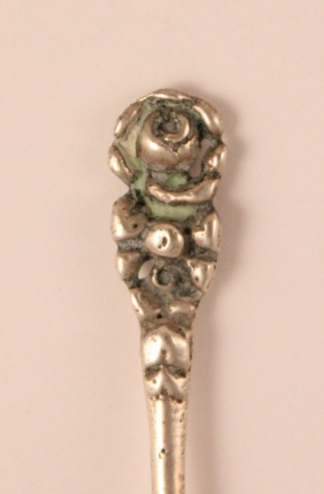 Vintage 800 Silver Rose Salt Spoons