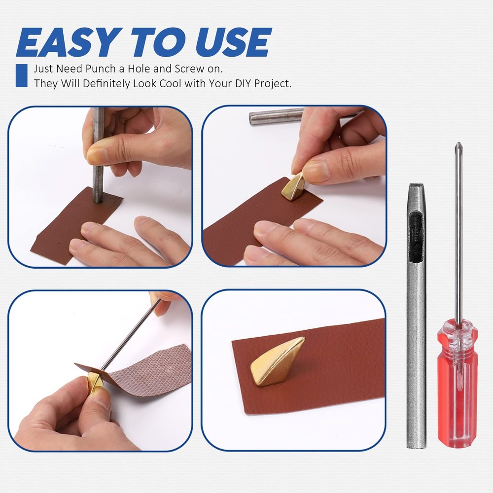 98 Pcs Silver Mixed Shape Spikes Studs Rivets Kit Install Tools DIY Craft Set