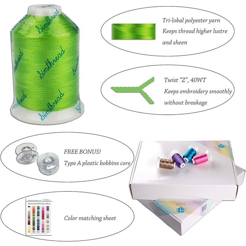 120 Colors Polyester Embroidery Thread Kit Assorted Spools Machine Use