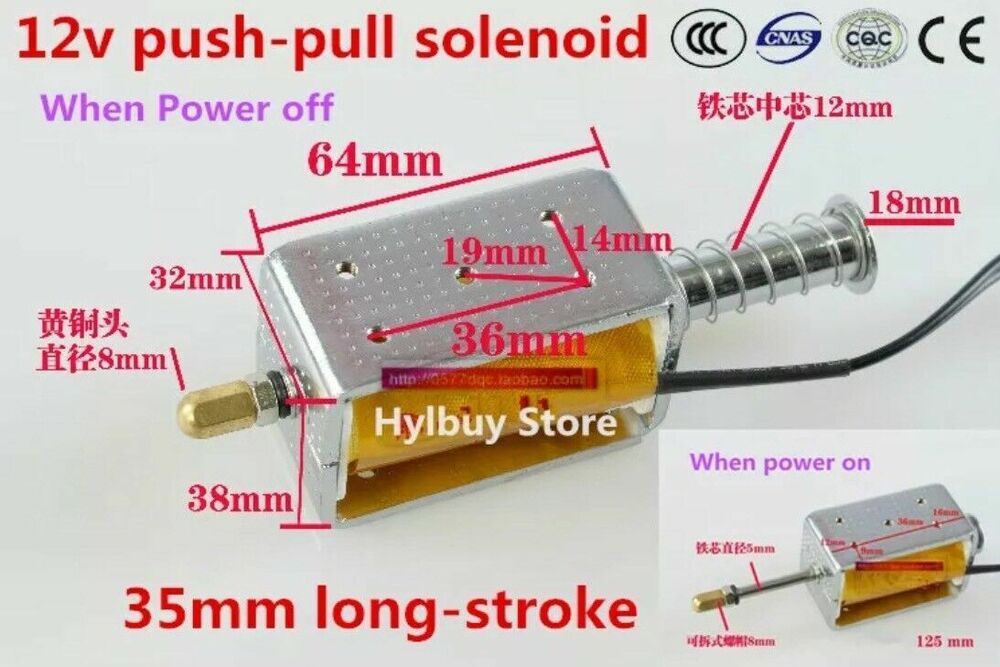 Long-Stroke Large Solenoid Electromagnetic Push-Pull Actuator 35mm 12V 24V 220V