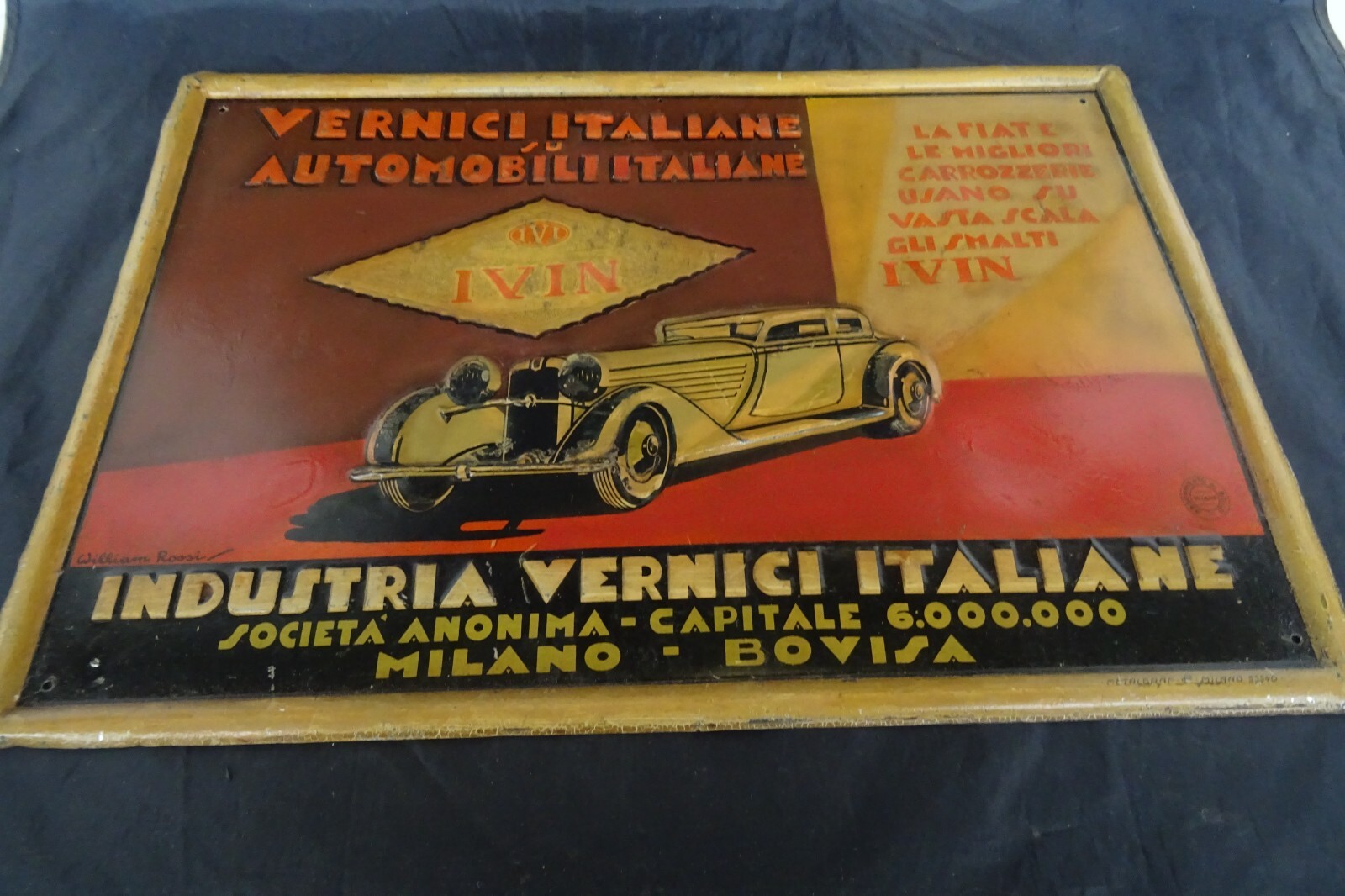IVIN paint sign Fiat Alfa Romeo Isotta Fraschini 1930s
