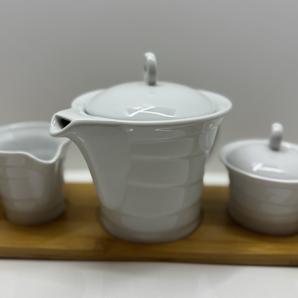 Chantilly Collections Tea Coffee Serving Set Bamboo Tray Modern Simple