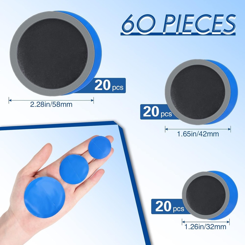 61 Pieces Tire Patches Set in Multiple Sizes with Patch Roller Auto Repair Tool
