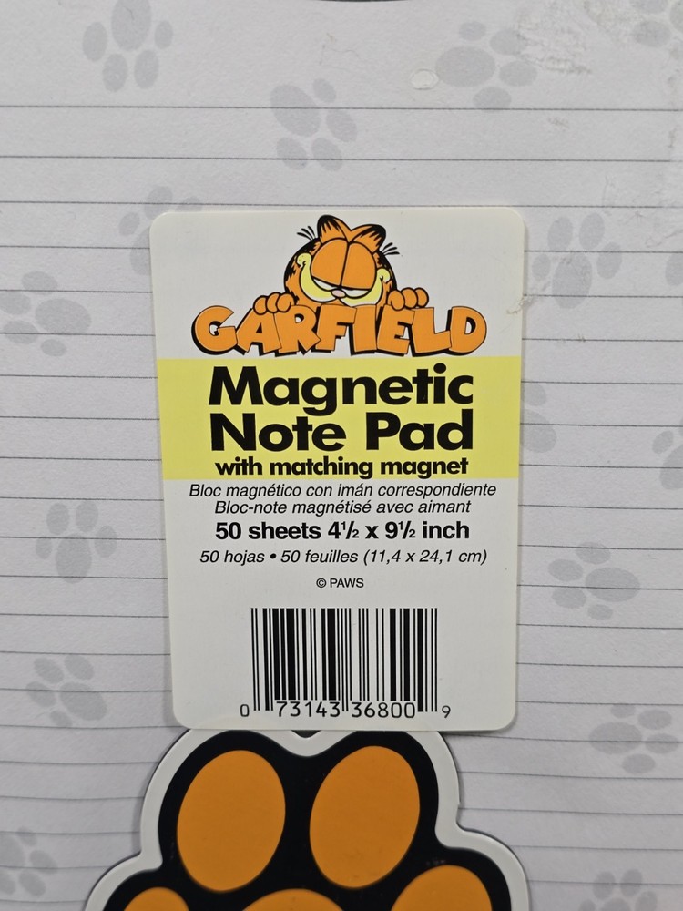 Garfield Lined 50 Sheet Magnetic Notepad With Matching Magnet